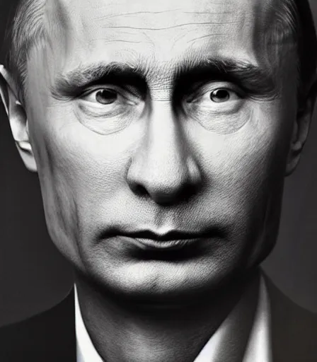 Prompt: a high quality, high detail, photorealistic portrait of vladimir putin by james nachtwey and lucian freud,