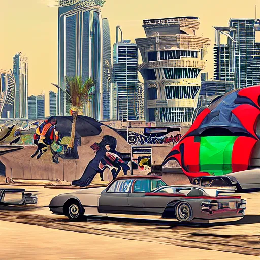 Prompt: gta : dubai, artwork