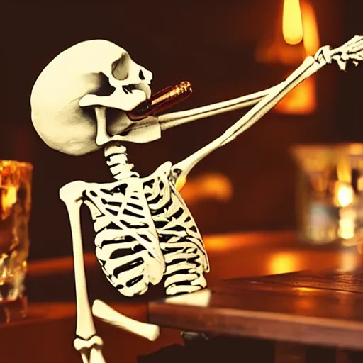 Image similar to skeleton drinking whiskey