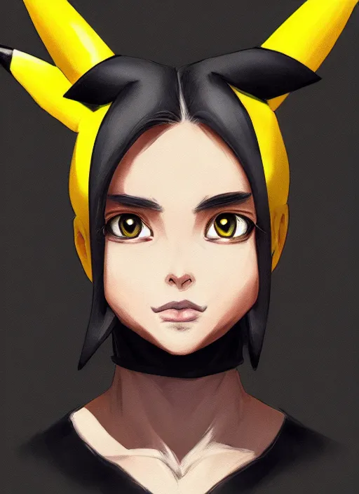 Prompt: a portrait of a pikachu as a human, grim - lighting, high - contrast, intricate, elegant, highly detailed, digital painting, artstation, concept art, smooth, sharp focus, illustration