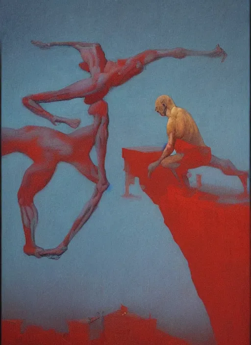 Image similar to Painting in a style of Beksinski featuring Vladimir Putin