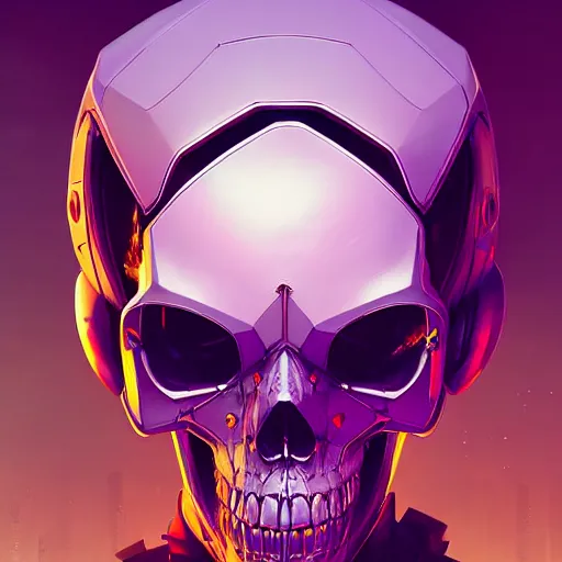 Image similar to a cyberpunk skull, by guweiz and wlop and ilya kuvshinov and artgerm and josan gonzalez, digital art