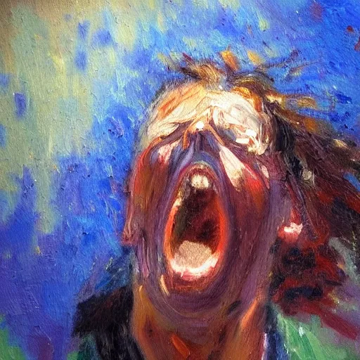 Image similar to award - winning oil painting of rage, impressionist