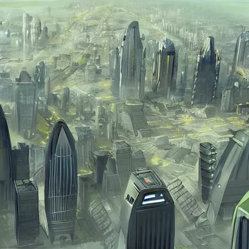 Image similar to a futuristic city from the year 5 0 7 0