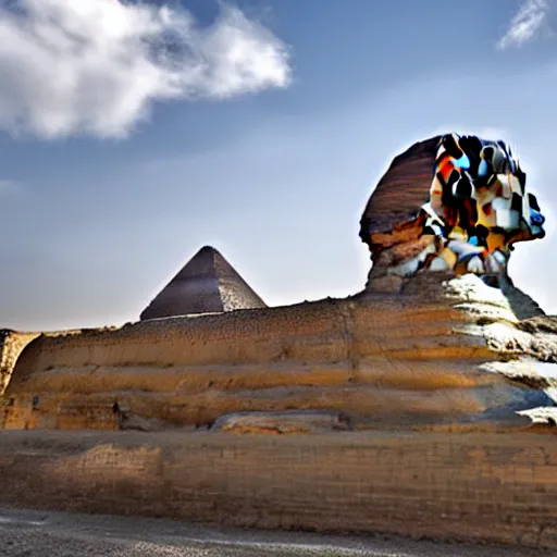 Prompt: sphinx of giza, freshly built