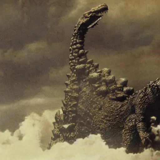 Prompt: history shows again and again how nature points out the folly of men godzilla