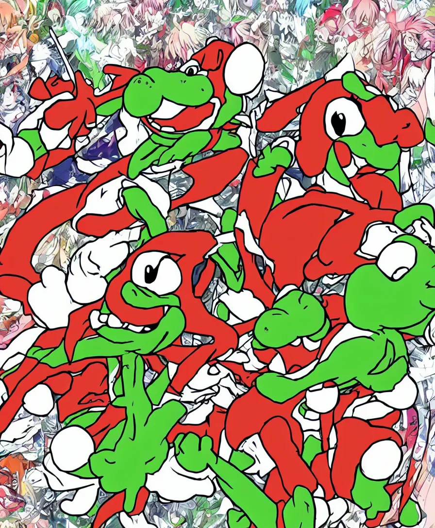 Prompt: yoshi in anime style