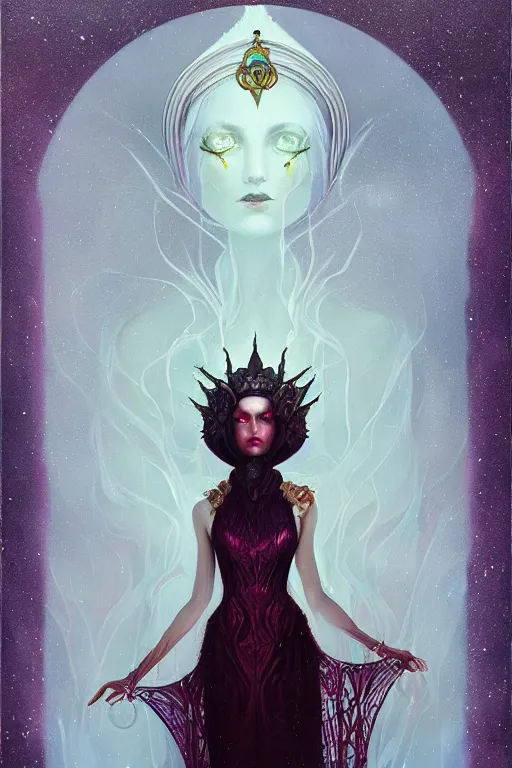 Image similar to jeweled Crown, other worldly, cruel and dark, art nouveau, by Anato Finnstark, Tom Bagshaw, Brom