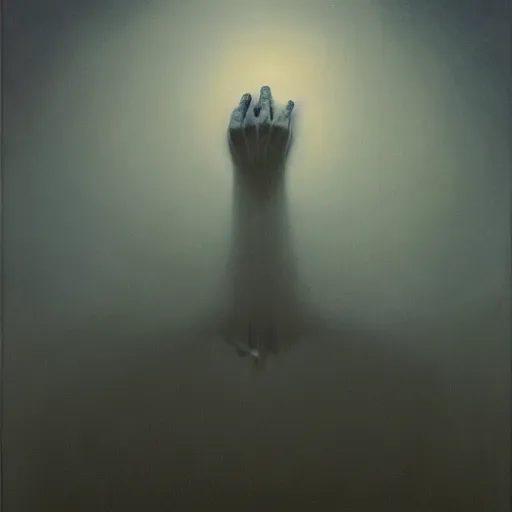 Prompt: Awakened Nightmares by Zdzisław Beksiński, portrait imagery, beautiful painting, 8k, trending on artstation