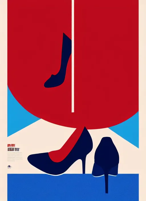 Image similar to minimal movie poster, red shoe and blue shoe