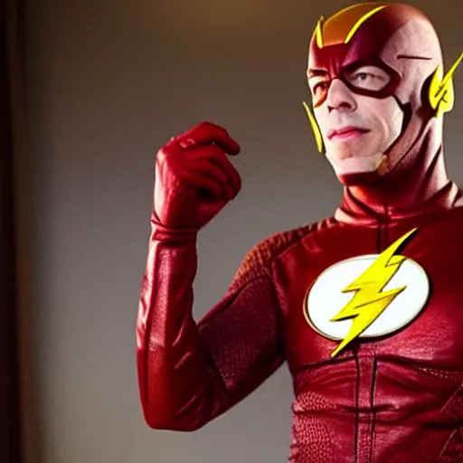 Image similar to jeffrey epstein as the flash, 8 k