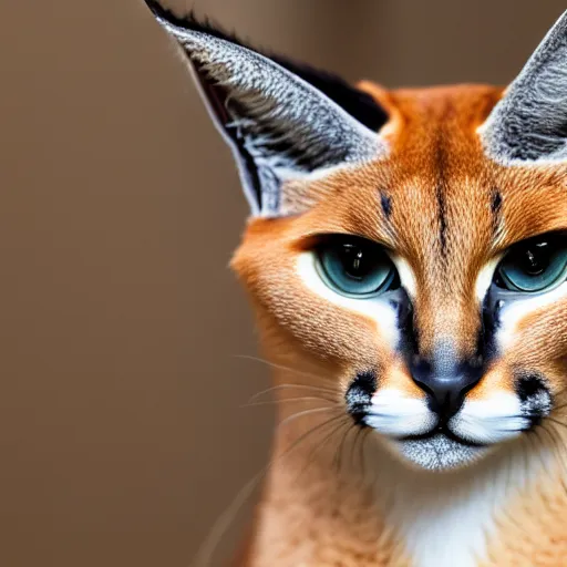 Image similar to a caracal cat pretending to be in american psycho business suit, high definition, beautiful award winning photography, 8 k.