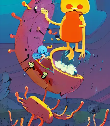 Prompt: Tim Burtons style Adventure Time by Alex Pardee and Nekro and Petros Afshar, and James McDermott,unstirred paint, vivid color, cgsociety 4K