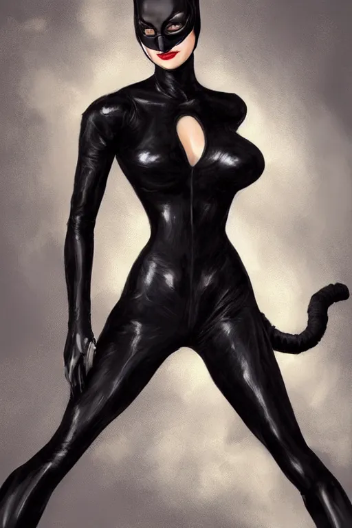 Image similar to beautiful aesthetic full body portrait of Catwoman from Batman returns by wlop and Julia Razumova, headshot, deviantArt, trending on artstation, artstation HQ