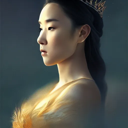 Prompt: beautiful elegant mongolian princess royalty portrait in sensual pose, face centered portrait, confident, fog, volumetric lighting, beautiful, golden hour, sharp focus, ultra detailed, conceptartworld by leesha hannigan, ross tran, thierry doizon, kai carpenter, ignacio fernandez rios