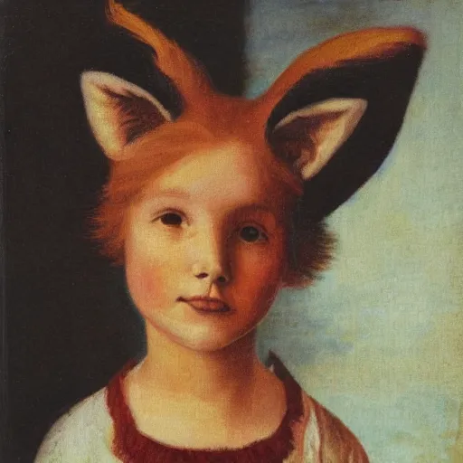 Image similar to a young girl with a fox head