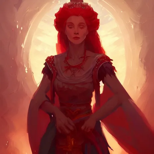 Image similar to a beautiful portrait of a beautiful red priestess, game of thrones concept art by pete mohrbacher and guweiz and ilya kuvshinov, digital art, highly detailed, intricate, sharp focus, trending on artstation hq, deviantart, unreal engine 5, 4 k uhd image