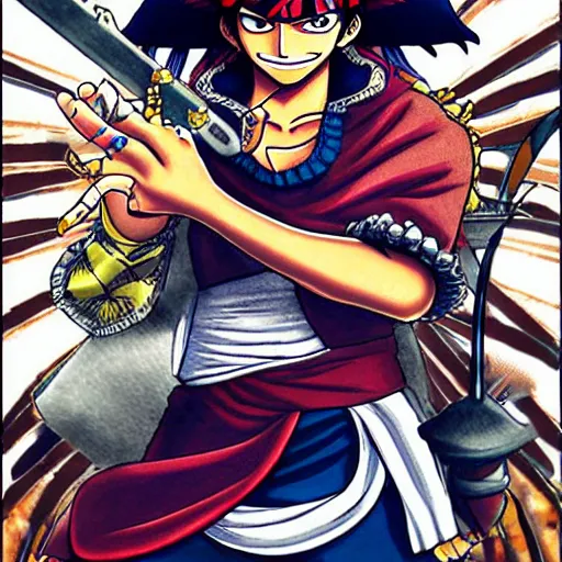 Image similar to Pirate King IshowSpeed, anime art, One Piece high detail, high quality,