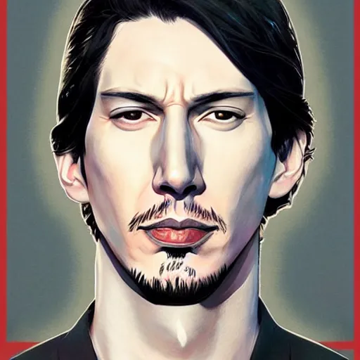 Image similar to adam driver portrait as a manga character, realistic shaded perfect face, fine details. anime. realistic shaded lighting poster by ilya kuvshinov katsuhiro otomo ghost - in - the - shell, magali villeneuve, artgerm, jeremy lipkin and michael garmash and rob rey