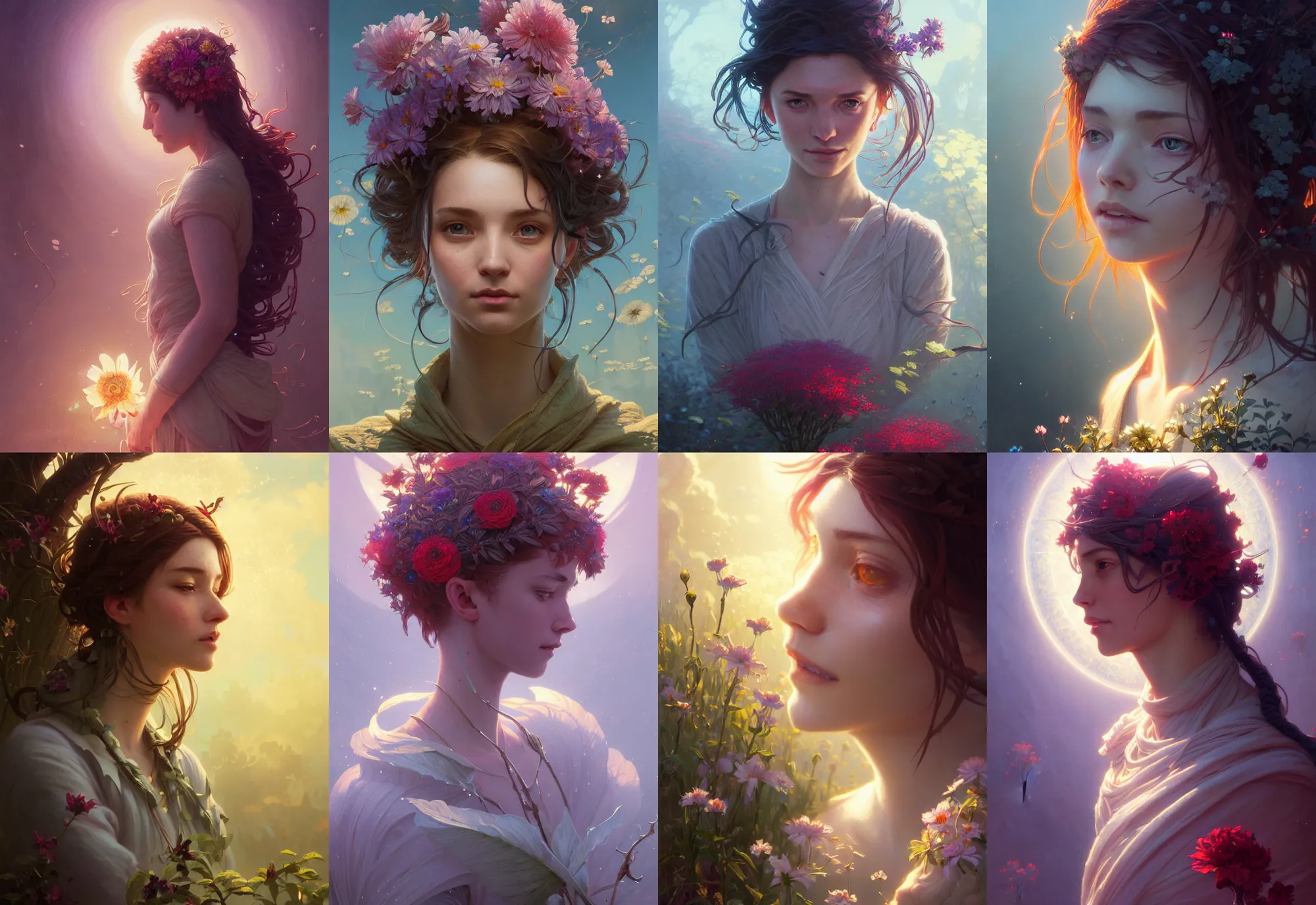 Prompt: highly detailed portrait of a flower, stephen bliss, unreal engine, fantasy art by greg rutkowski, loish, rhads, ferdinand knab, makoto shinkai and lois van baarle, ilya kuvshinov, rossdraws, tom bagshaw, alphonse mucha, global illumination, radiant light, detailed and intricate environment