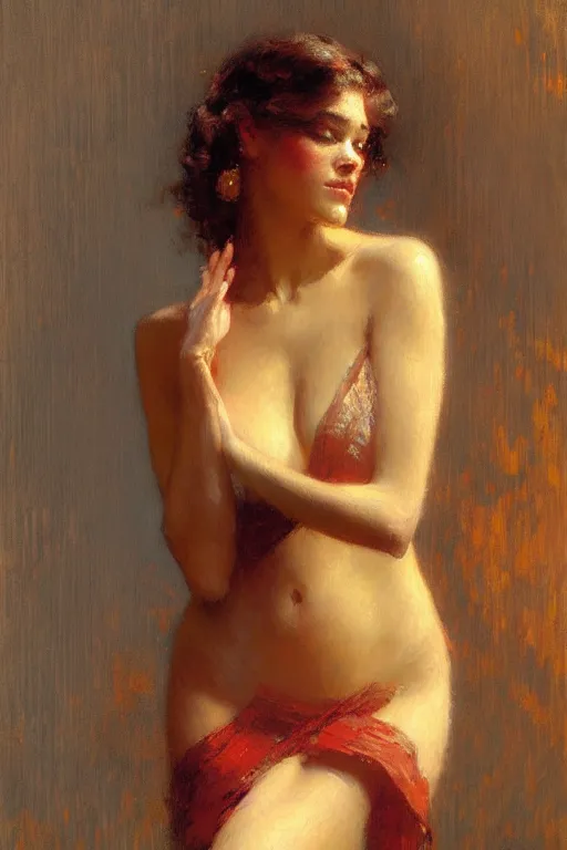 Prompt: Attractive woman, painting by Gaston Bussiere, Craig Mullins
