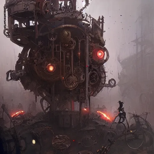 Image similar to the machine of death, steampunk, wlop, greg rutkowski