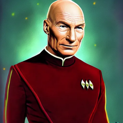 Image similar to captain picard portrait, art, high detail, high definition,