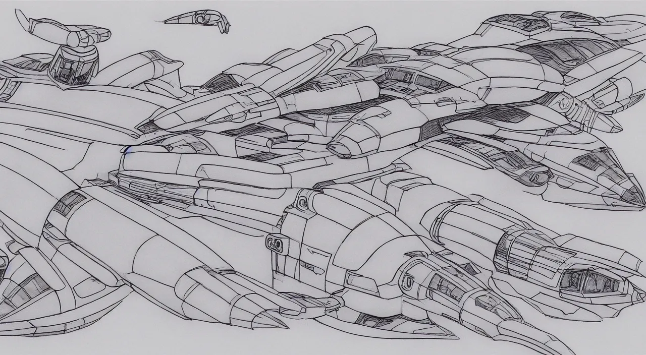 Prompt: sharp spaceship sketches by studio ghibli