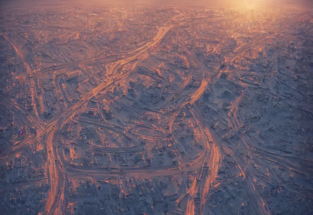 Prompt: accidentally wes anderson award - winning photograph of a norilsk russian lunar orbit city street, art by greg rutkowsky, trending on artstation, cinematic lighting, filmic grain, golden hour, detailed, 4 k