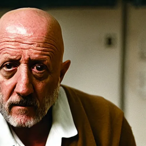 Prompt: mike ehrmantraut from breaking bad playing basketball at a desert, professional photography, cinematic, hd