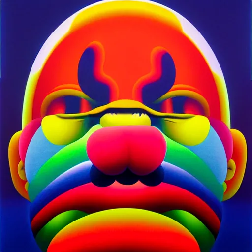 Prompt: manic clown by shusei nagaoka, kaws, david rudnick, airbrush on canvas, pastell colours, cell shaded, 8 k