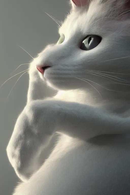 Prompt: a white cat wearing a formal overcoat, hyperrealistic, concept art, octane render, unreal engine 5, trending on DeviantArt, highly detailed, high quality, 8K, soft lighting, cute, natural lighting, realistic face, trending on Artstation, elegant clothes, profile picture, path traced