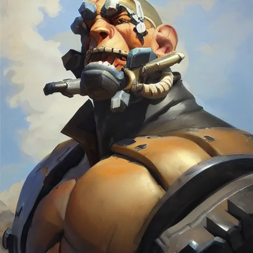 Prompt: greg manchess portrait painting of a handsome dieselpunk orc as an overwatch character, medium shot, asymmetrical, profile picture, organic painting, sunny day, matte painting, bold shapes, hard edges, street art, trending on artstation, by huang guangjian and gil elvgren and sachin teng