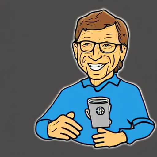 Image similar to sticker illustration of angry bill gates pulling middle finger