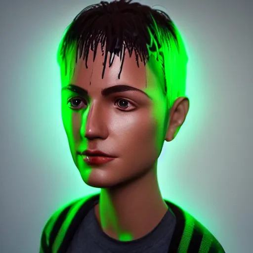 Image similar to cartoon portrait made out of rain, neon, rendered in octane, unreal engine, highly detailed, realistic, beautiful, emotional, trending on artstation