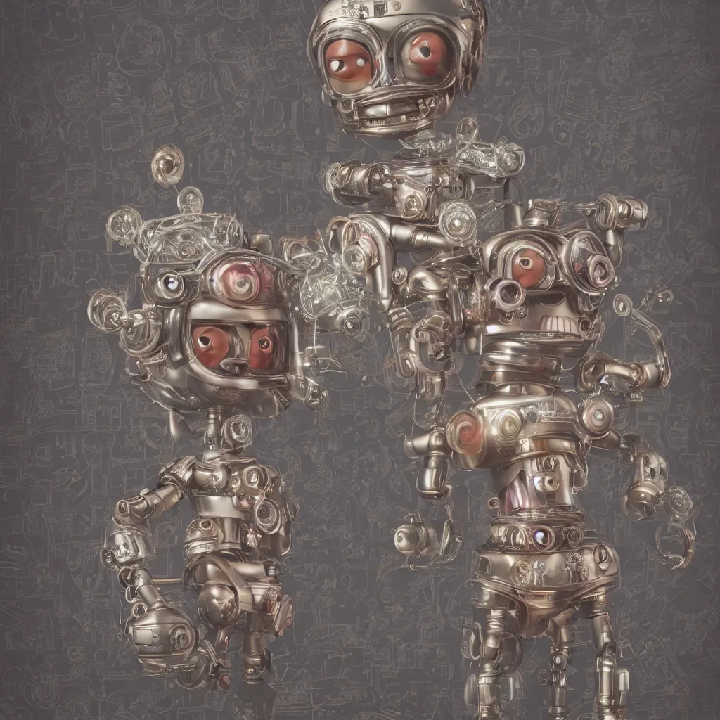 Image similar to closeup portrait of tin toy robot bikini girl trap, depth of field, zeiss lens, detailed, symmetrical, centered, fashion photoshoot, by nicoletta ceccoli, mark ryden, lostfish, breathtaking, 8 k resolution, extremely detailed, beautiful, establishing shot, artistic, hyperrealistic, octane render