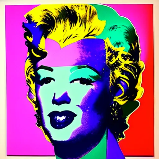 Image similar to an Andy warhol painting of artificial intelligence generated art