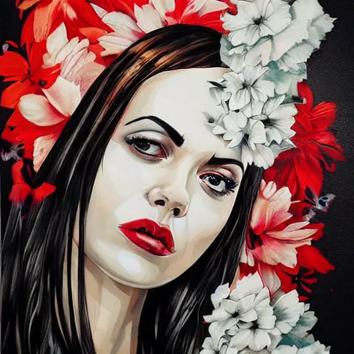 Prompt: melancholy woman, by sandra chevrier