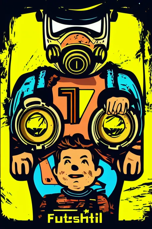 Image similar to fallout 7 6 retro futurist illustration art by butcher billy, sticker, colorful, illustration, highly detailed, simple, smooth and clean vector curves, no jagged lines, vector art, smooth andy warhol style