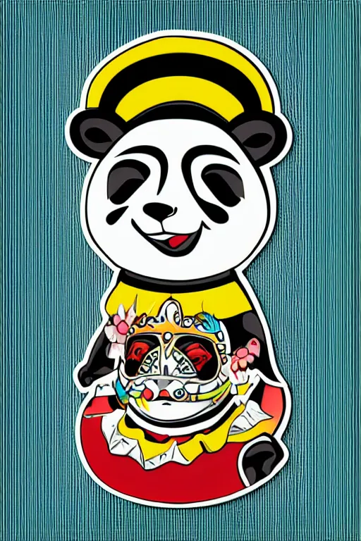 Image similar to Portrait of a panda as a Mexican wrestler, sticker, colorful, illustration, highly detailed, simple, smooth and clean vector curves, no jagged lines, vector art, smooth