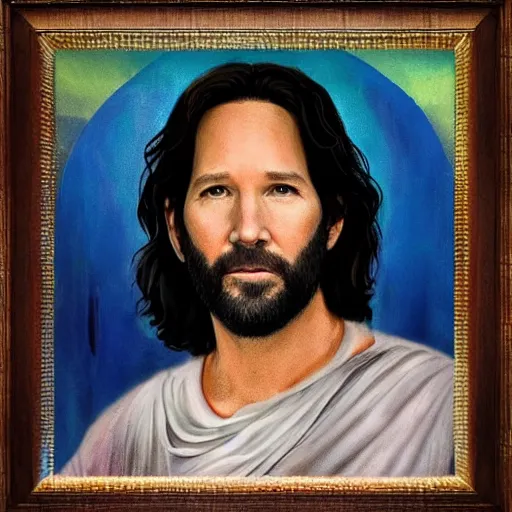 Image similar to paul rudd as jesus, masterpiece art