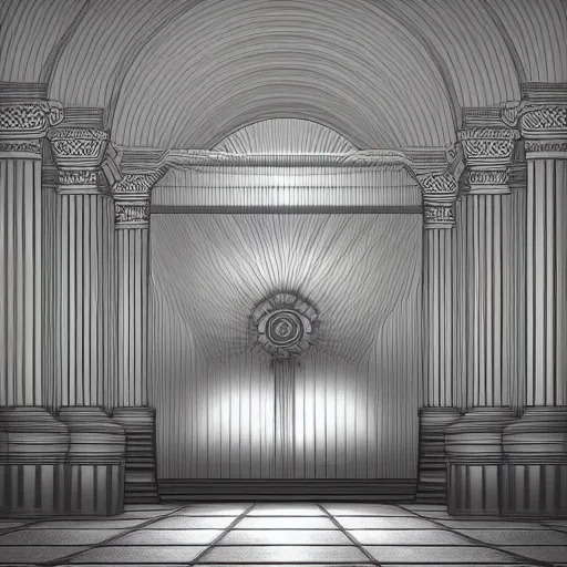 Image similar to Digital art of the throne room Imperial matte finish, ominous dramatic wide angle, god rays