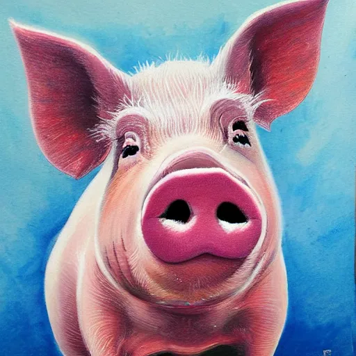 Prompt: detailed portrait painting of a pig wearing a suit