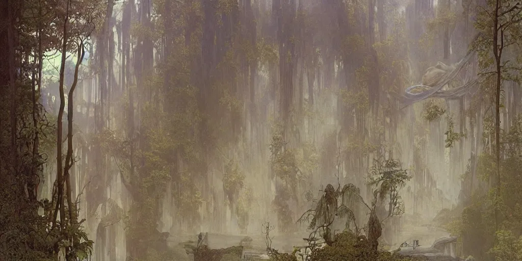 Prompt: ghost river eery atmosphere blue - dark pallete beautiful artwork matte painting detailed painting by ferdinand knab by alphonse mucha by greg rutkowsky