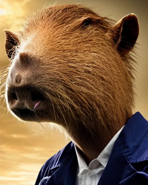 Image similar to a photo of a doctor who is also a capybara, 4 k, high quality, award winning photo