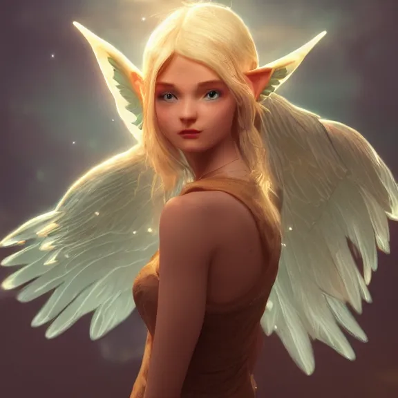 Image similar to a portrait of a glowing enchanted hard cobblestone angelic heavenly elf in heaven, fantasy, octane render, unreal engine, artstation, digital painting.