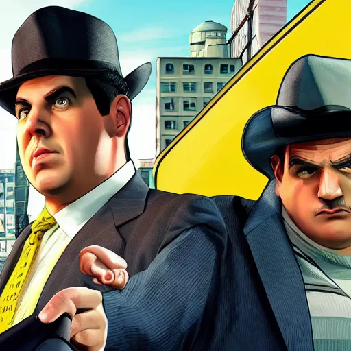 Image similar to Lemony Snicket on the poster for gta 6, gta style, detailed, shadows