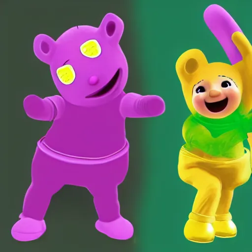 Prompt: Teletubbie in the style of GTA cover art