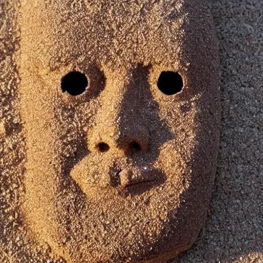 Prompt: a face made from falling grains of sand