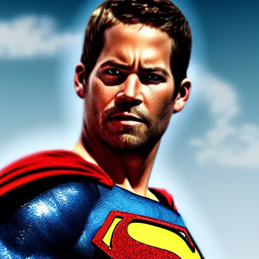 Prompt: if Paul Walker was Superman epic, cool, photo realistic, 4k, high detail